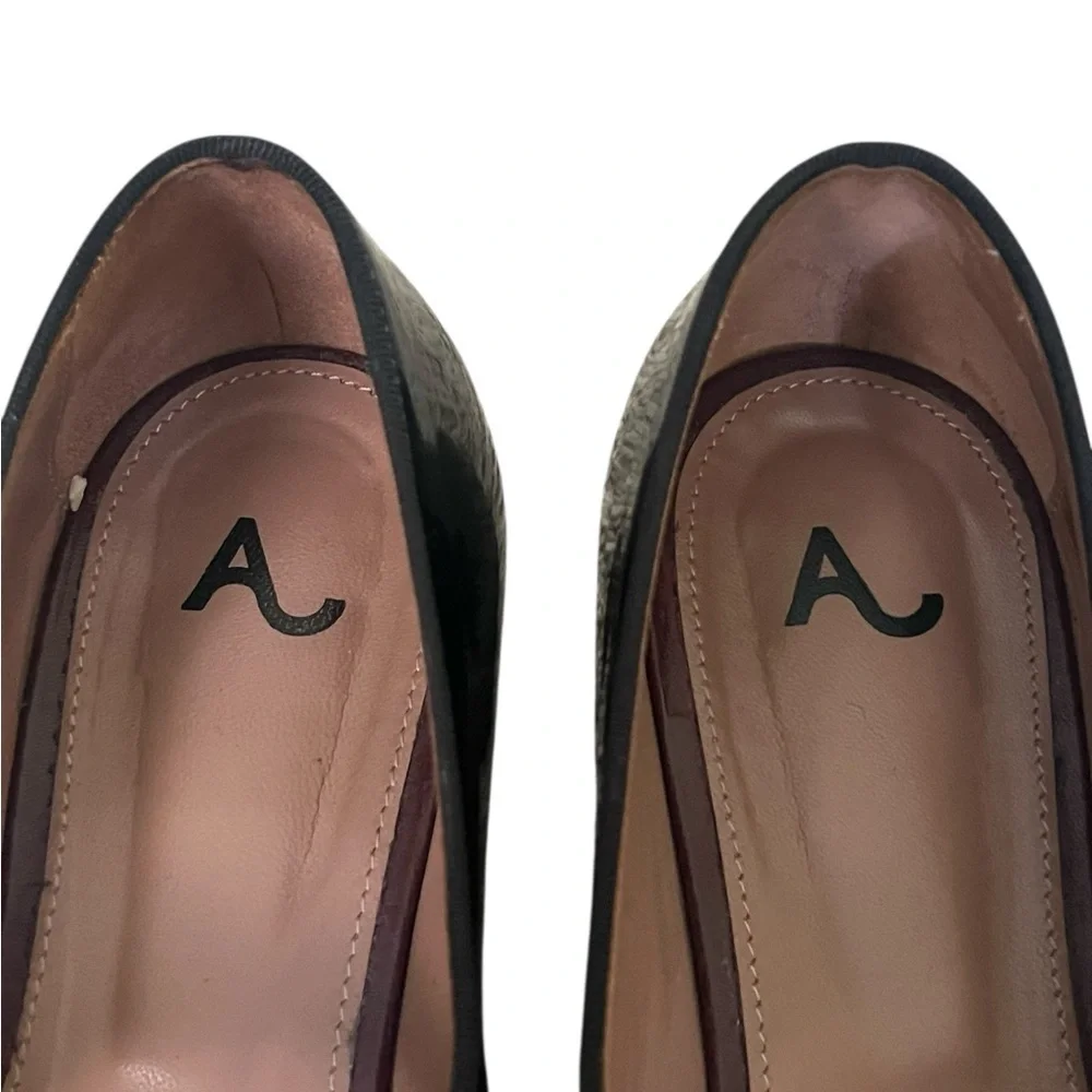 AlexaChung Black Patent Pointed Toe Mary Jane Heeled Flats EU 37